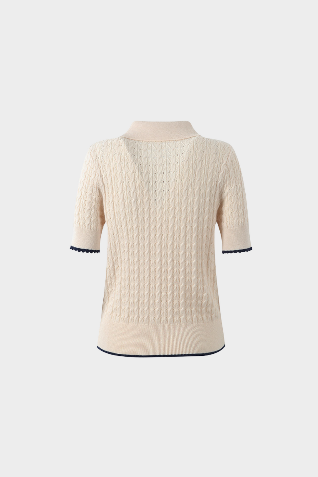 Desert Weave Polo Hollow Ice Silk Wool Top
