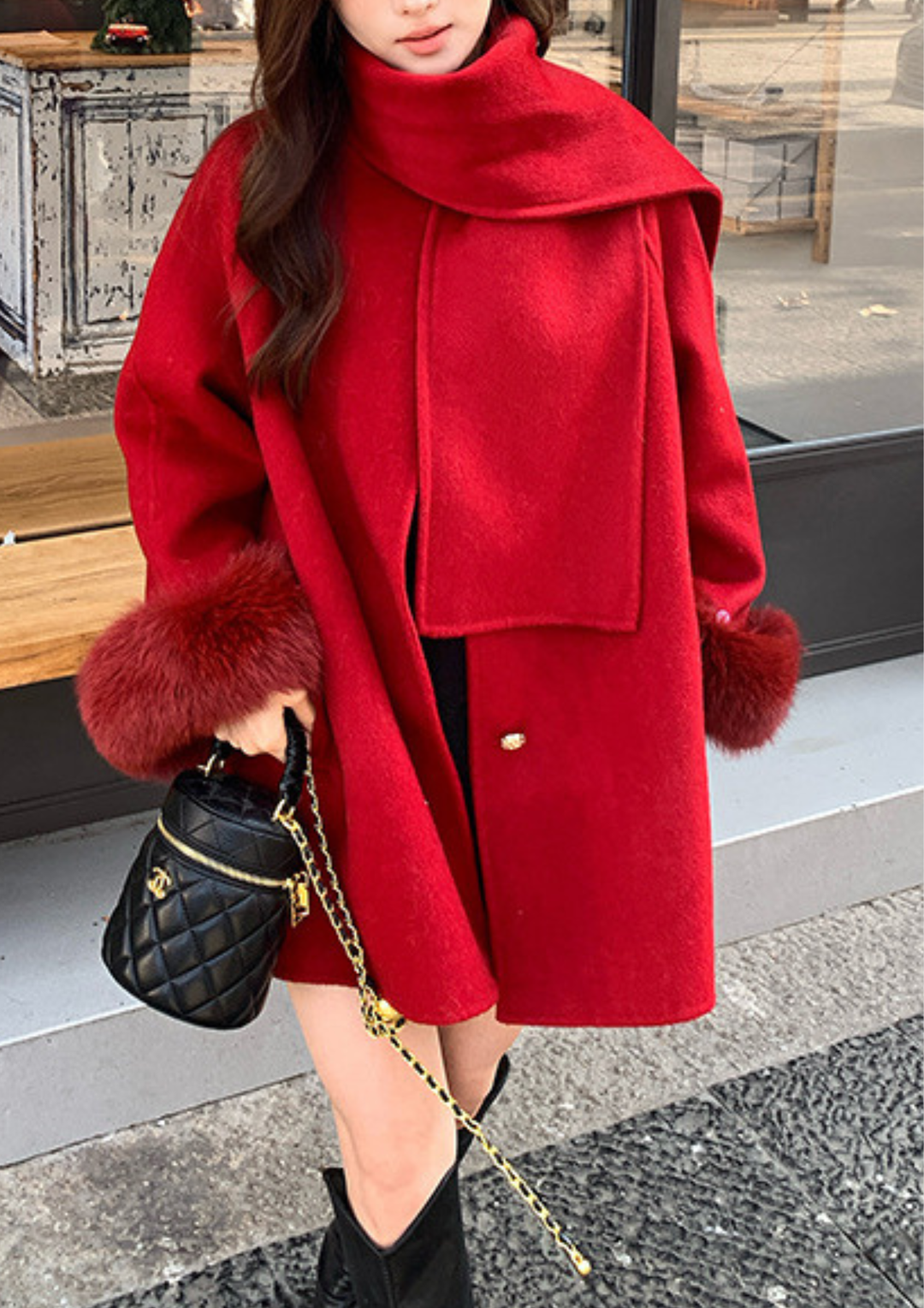 Luna Wrapped Scarf Wool Coat