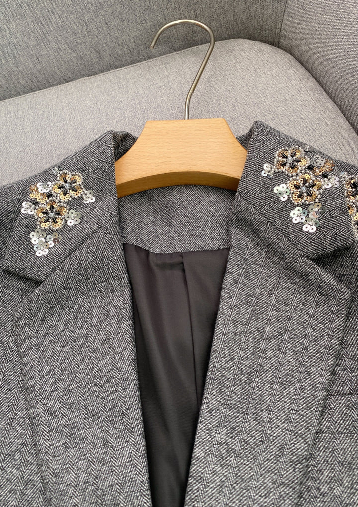 Classic Chic Embellished Sequin Wool Knit Set