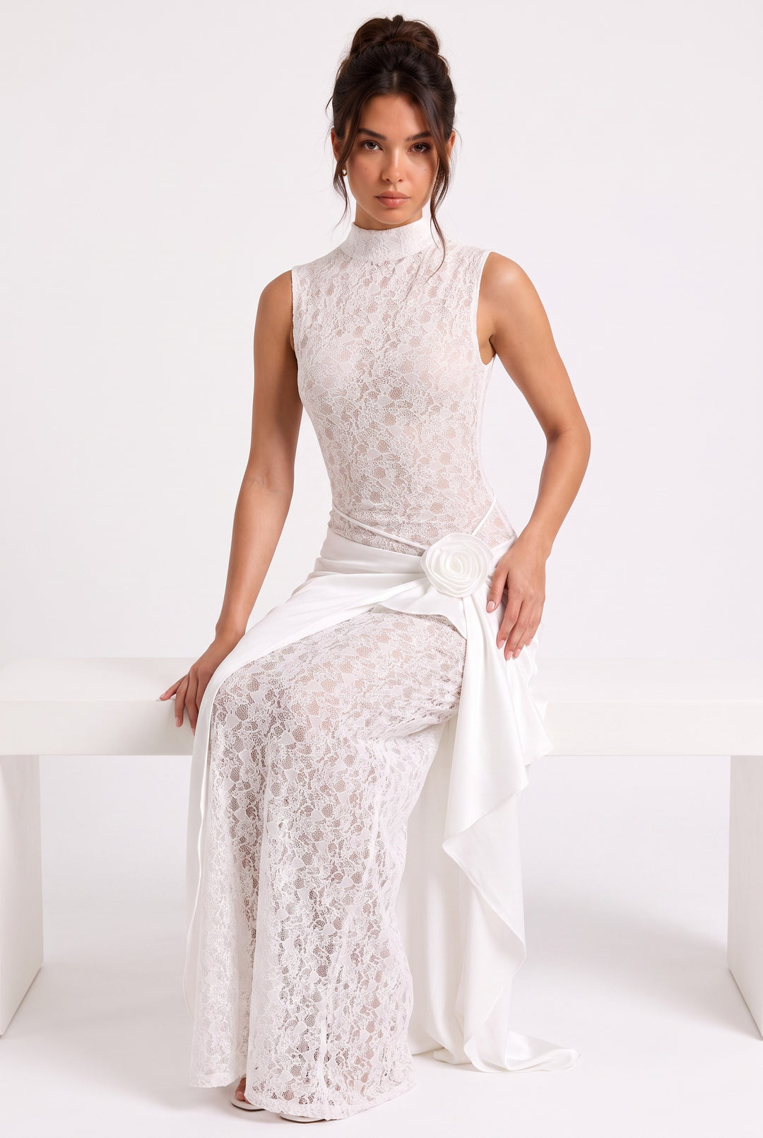Celeste Lace Rosette Gown
