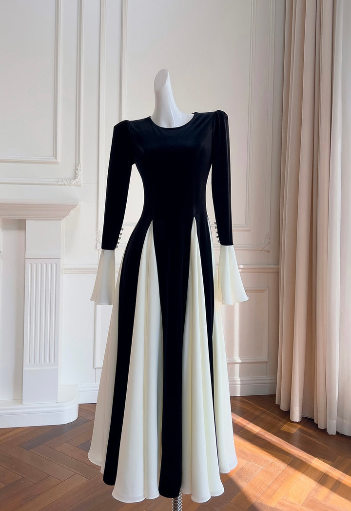 Flare Elegance in Monochrome Maxi Dress