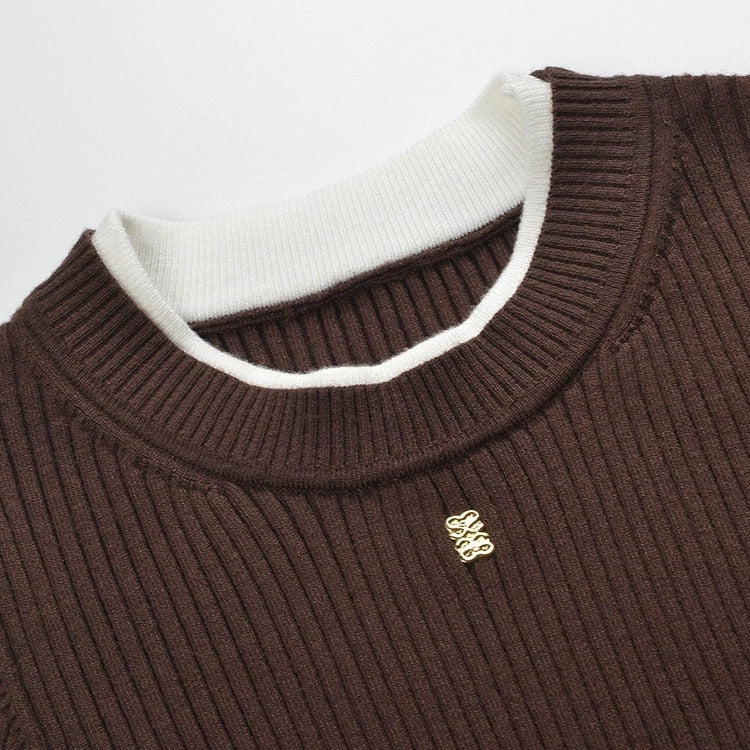 Contrast Stretch Soft  Viscose Knit Top