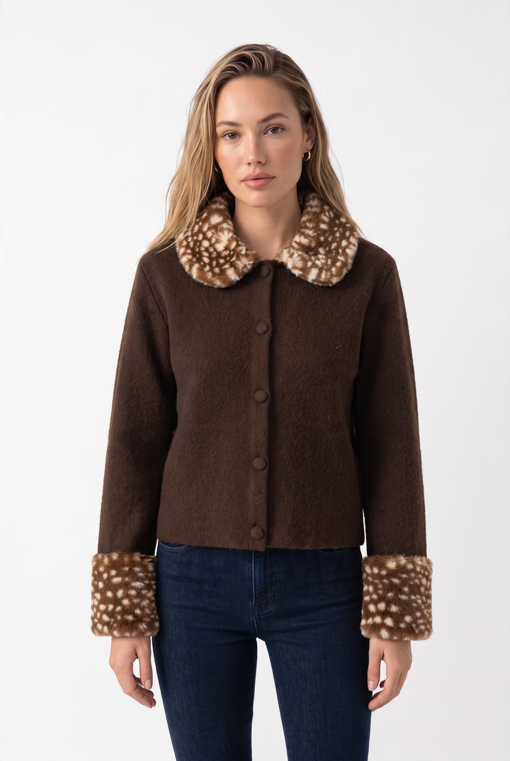 Celine Deer Print Fur Jacket Top