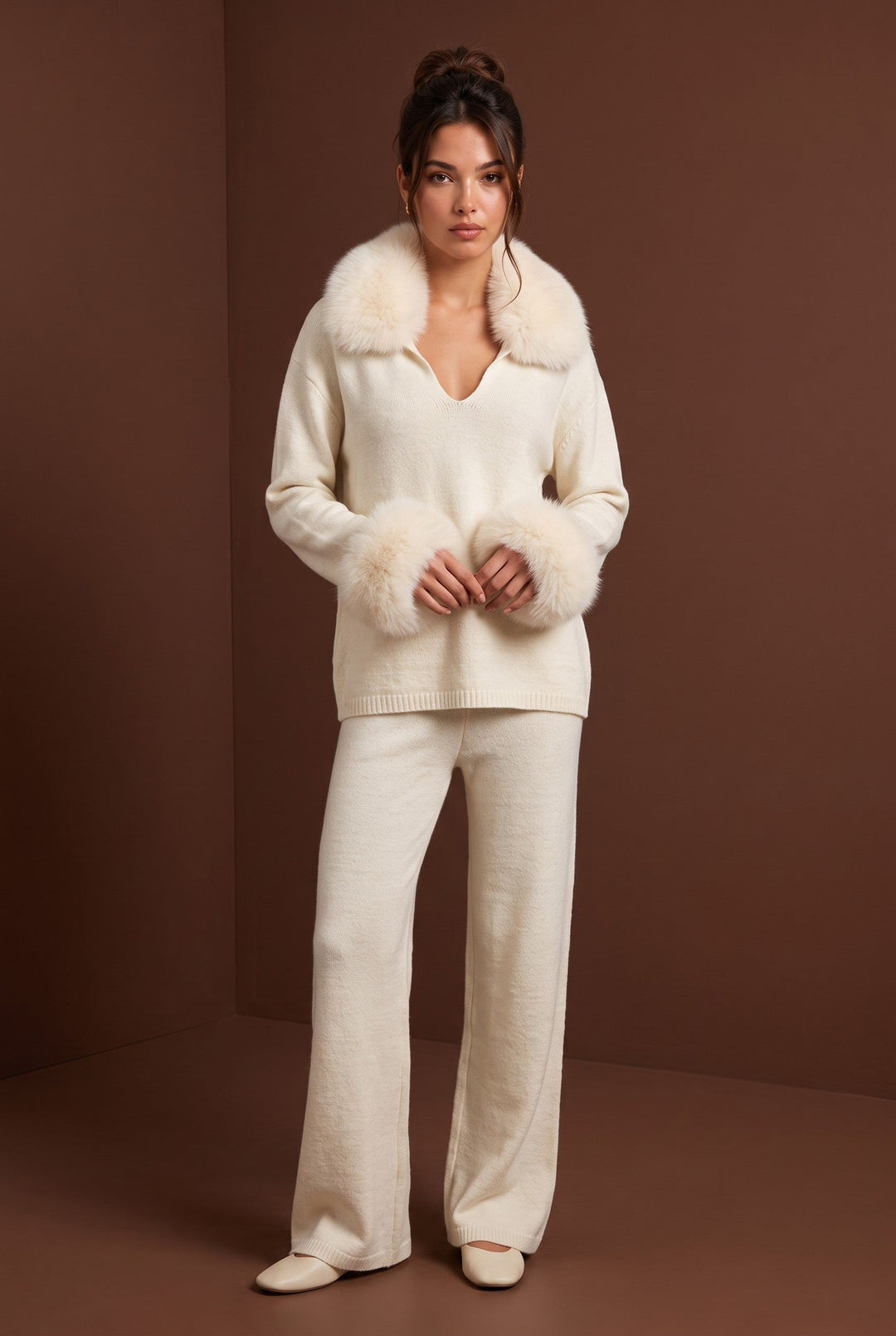 Serena Fur Collar Knit Set