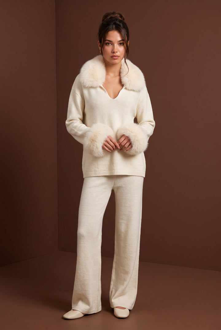 Serena Fur Collar Knit Set