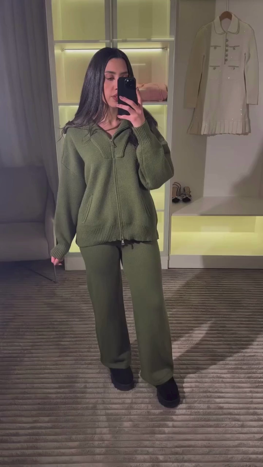 Comfy Naya  High Neck Zip Knit Set